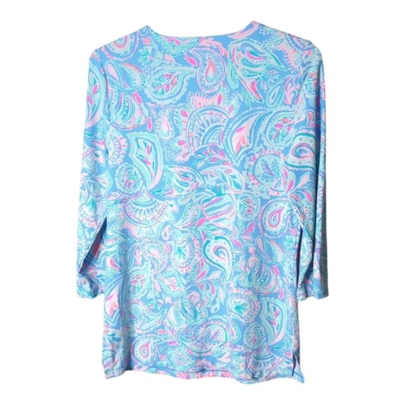 Lilly Pulitzer UPF 50+ ChillyLilly Karina Tunic Pink Blue Paisley Print Size Sm - Picture 2 of 7